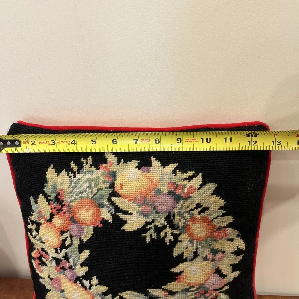Vintage 1991 Imperial Elegance Needlepoint Pillow Peking Handicraft Floral Fruit